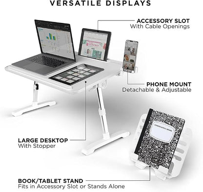 Limitless TotalDesk Portable Workstation and Lap Desk with Adjustable Height & Tilt (White)