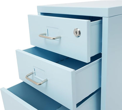 Mobile File Cabinet with 3 Drawers, Metal Filing Cabinet with Lock Vertical Storage Under Desk for Home Office Fits Legal Letter Document