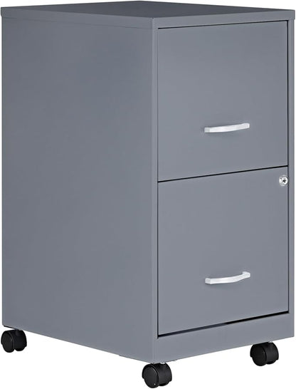 Lorell LYS Chrome Pull F/F Mobile File Cabinet, Silver