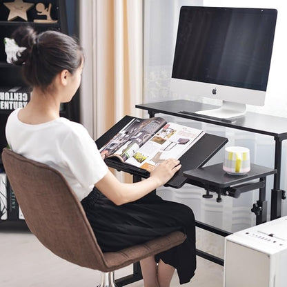 Soges Mobile Height Adjustable, Tiltable Top Desk - 31.5" Stand Up Computer Desk for Home Office, Black ZS-101-2BK