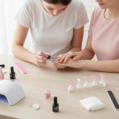 4 Sets White Nail Stand for Press on Nails Display, Magnetic Fake Nail Tips Holder for Painting Nails Practice, Beginner Acrylic Nail Art Kit Accessories, Nail Salon Equipment and Decorations