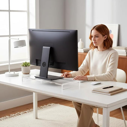 Azar Displays 515369-1PK Acrylic Laptop Stand, Computer Riser for Desk, Monitor Stand, Closet Organizer for Clothes & Shoes, Cabinet Display for Accessories and Décor (15-Inch)
