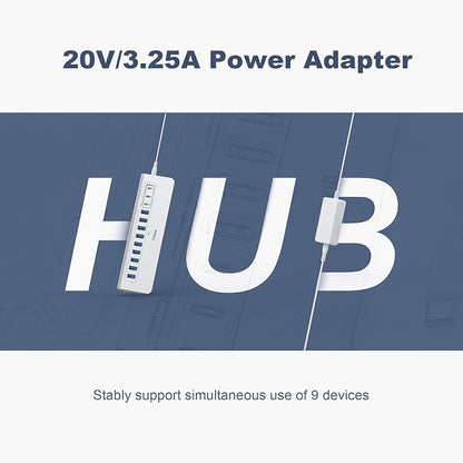 Powered USB Hub 10Gbps, intpw YH9AC 12 Port USB C Hub with 10Gbps USB C 3.2+2 USB A 3.2, 7 USB 3.0, 2 PD 45W Charging Port, 65W Power Adapter + 3.3FT Cable, Aluminum USB Hub for PC/Laptop/iPhone 17/16