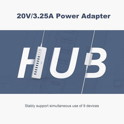 Powered USB Hub 10Gbps, intpw YH9AC Plus 13 Port USB 3.2 Hub(USB A/USB C 3.2+6 USB-A 3.0+2 PD 45W Fast Charging Ports+SD/TF Card Reader), 65W Power Adapter,Aluminum USB HUB for PC,Laptop,iPhone 17/16