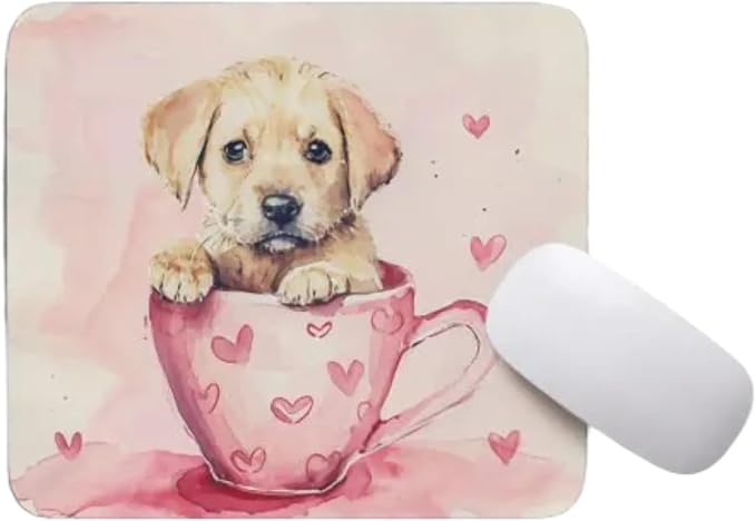 Dog Mousepad Desktop Laptop Computer Accessories Puppy in Tea Cup Mouse Pad Home Office Gaming Work Desk Computer Non-Slip Rubber Mousepad (Labrador Retriever)