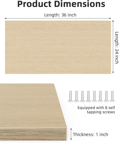 Universal 36 x 24 One-Piece Solid Wood Table Top, 1" Thick Desktop for Stand Up Height Adjustable Desk Frames, Home Office Tabletop, Countertop DIY