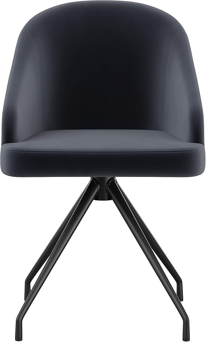 Martha Stewart Sora Stationary Swivel Task Chair with Sloped Arms for Home Office in Gray Velvet with Oil Rubbed Bronze Frame