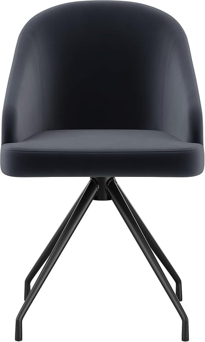 Martha Stewart Sora Stationary Swivel Task Chair with Sloped Arms for Home Office in Gray Velvet with Oil Rubbed Bronze Frame