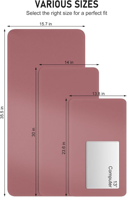 Desk Pad, 35.5" x 17" PU Leather Non-Slip Desk Mat Large Mouse Pad for Desktop, Waterproof Laptop Computer Writing Mat for Office, Home, Work, Gaming, Deep Red