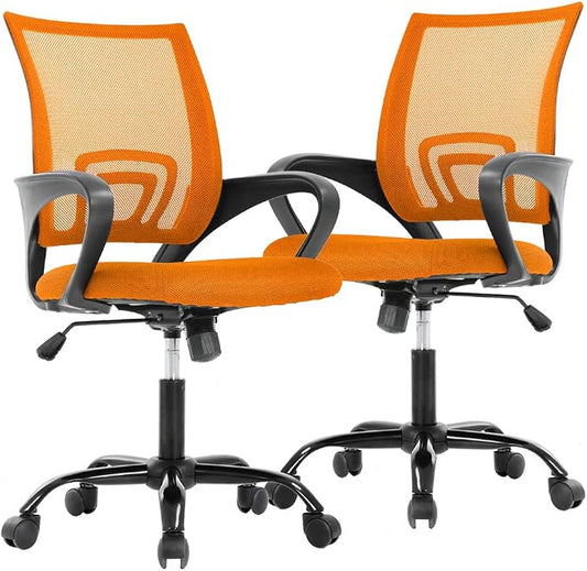 Office Chair Desk Chair Mesh Computer Chair Back Support Modern Executive Adjustable Chair Task Rolling Swivel Chair for Women,Men(2 Pack) (Orange)