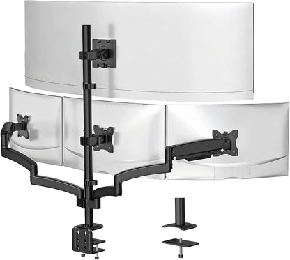 WALI 4 Monitor Mount for 13-49 inch Ultrawides on Top Bracket and 27 inch Screens on Lower Brackets, Heavy Duty Arm Extra Tall Quad Monitor Stand, up to 44 lbs (GSDM004S-P), Black