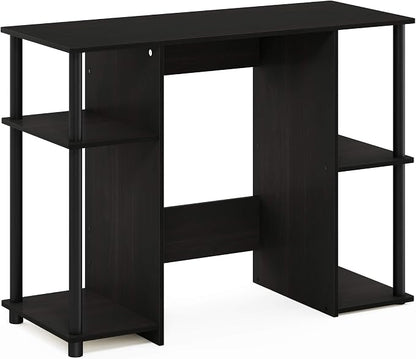 Furinno JAYA Desk, 38.4" Wide Gaming Desk, Computer Study Desk, Office Desk with Side Shelves, Open Storage, for Home Office, Bedroom, Dorm, Study Room, Espresso