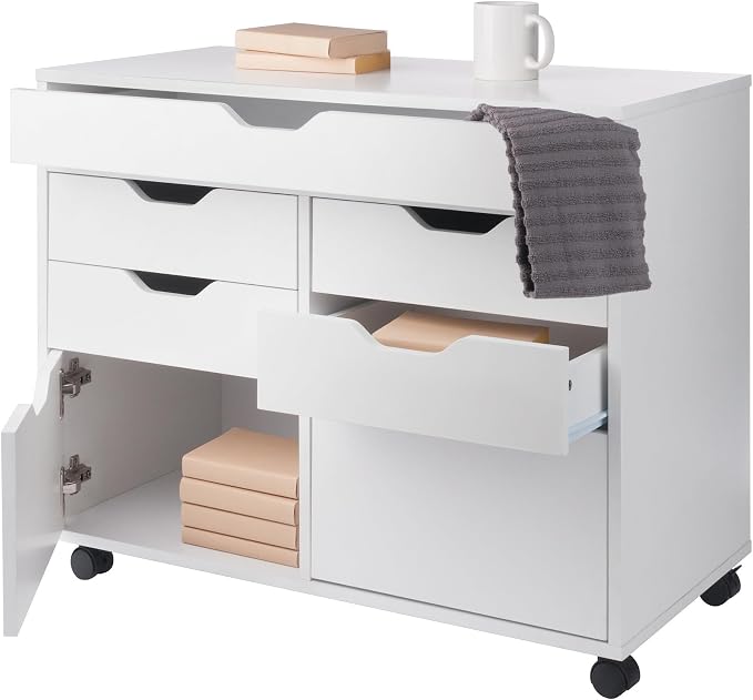 Winsome Halifax Mobile Storage Cabinet with Doors & Drawers, Stylish & Functional Home Storage Cabinet for Filing, Kitchen Organization, Moveable Furniture for Office, Dorms, Apartments