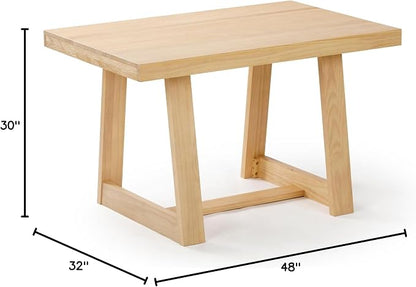 Plank+Beam 48 Inch Farmhouse Dining Table, Rustic Solid Wood Kitchen Table, Dinner Table for Dining Room, Home Office Furniture, Blonde Wirebrush