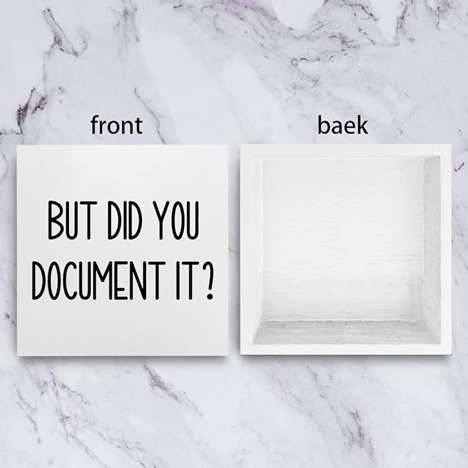 mmiishe The Office Gifts Desk Decor But Did You Document It Wooden Box Sign Funny Office Boss Gifts for Women Coworkers Boss Day Gifts for Him Decorations for Home Office 5 x 5 Inches