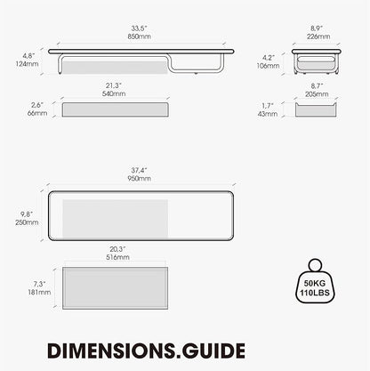 Fenge Dual Monitor Riser, 37 Inch Monitor Stand for Desk, Solid Wood Desk Shelf with Large Drawer Organizer, No Assembly Computer Stand for PC, Laptop, Printer, TV