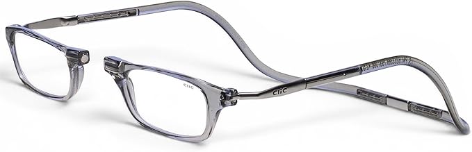 Clic Magnetic Reading Glasses - Adjustable Neck Hanging Readers - Secure Fit with Rigid Headband - Original Expandable (M-XL, Smoke, 3.00)