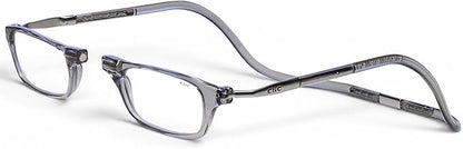 Clic Magnetic Reading Glasses - Adjustable Neck Hanging Readers - Secure Fit with Rigid Headband - Original Expandable (M-XL, Smoke, 3.00)