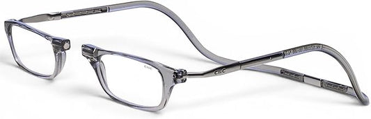 Clic Magnetic Reading Glasses - Adjustable Neck Hanging Readers - Secure Fit with Rigid Headband - Original Expandable (M-XL, Smoke, 3.00)