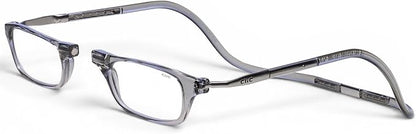 Clic Magnetic Reading Glasses - Adjustable Neck Hanging Readers - Secure Fit with Rigid Headband - Original Expandable (M-XL, Smoke, 2.50)