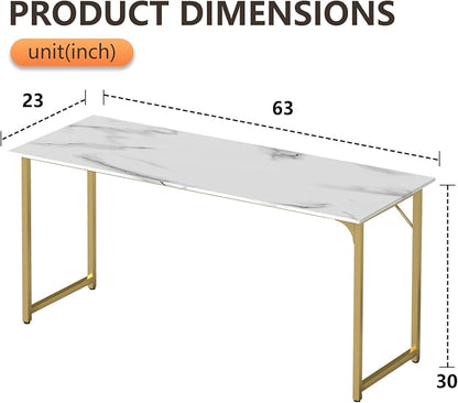 BestOffice Computer Desk,Home Office Desk, Modern Simple Style for Home Office Study Writing (Gold, 63 Inch)