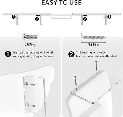 AFOOYO Dual Monitor Stand Riser, Wing-Shaped Sturdy Desktop Wood Stand for 2 Monitors, White Riser for Laptop, PC, Computer