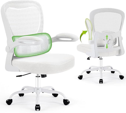 AreShark Office Chair Ergonomic Desk Chairs with Adjustable Lumbar Support, High Back Breathable Mesh Chair with Wheels& Flip-up Armrests,Rolling Swivel Comfy Task Computer Chair for Home Work Gaming