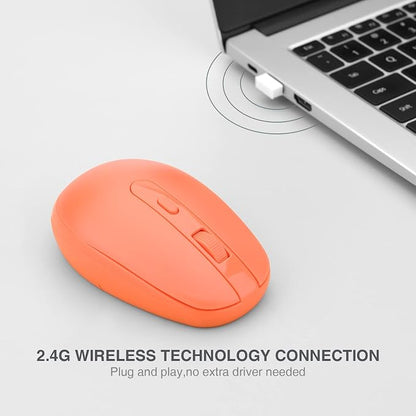Rii Wireless Mouse RM700 2.4G Silent Mouse WIith USB Nano Receiver for Laptop,PC,Mac,Chromebook,Windows (Orange)