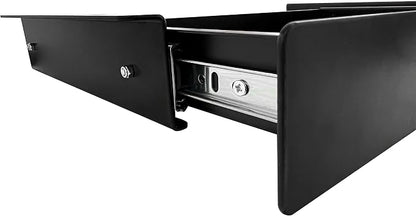 19 inch Slim Under Desk Pull-Out Storage Office Mounted Sliding Metal Drawer for Standing Desk,Black