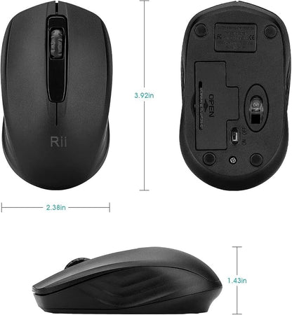 Rii Wireless Mouse, 2.4G Portable Computer Mice for PC, Laptop, Windows,Office Included Wireless USB dongle (Black)