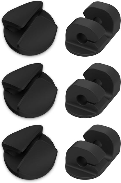 Scosche CMAA2R-6PKRP 6 Pack Adhesive Cable Management Clip Kit in Two Styles, Cord Organizer, Wire Holder for Desk, Nightstand, Phone Charger, Computer, Home, Office, Car, Black