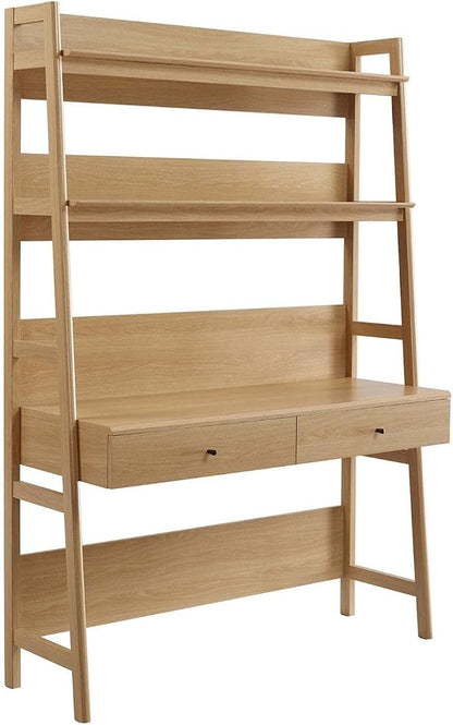 Modway Bixby Home Office Desk with Bookshelf in Oak 18.5 x 49 x 71