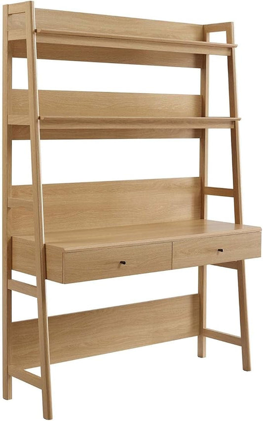 Modway Bixby Home Office Desk with Bookshelf in Oak 18.5 x 49 x 71