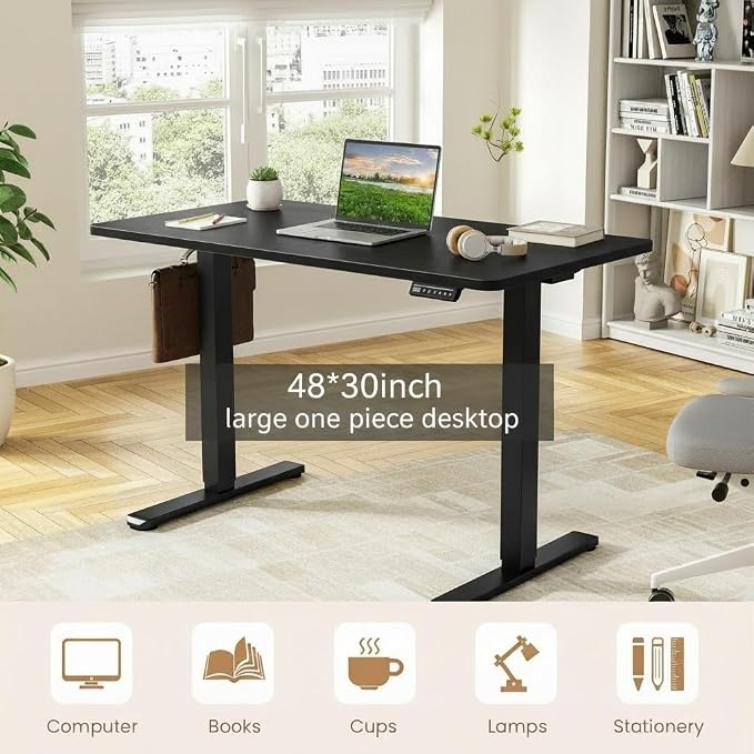 Marsail Table Top, 48" x 30" Inch One-Piece Standing Desk Top Only, 6" Extra Wide Rectangular Wood Table Top for Height Adjustable Desk & Home Office,Black