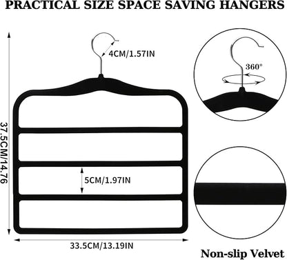 Closet Organizers and Storage, 2 Pack Pants-Hanger-Space-Saving, Velvet Clothes Organization Jeans Trousers Scarf Hangers for Pant-Rack, College-Dorm-Room Essentials for Students Girls Boys Guys