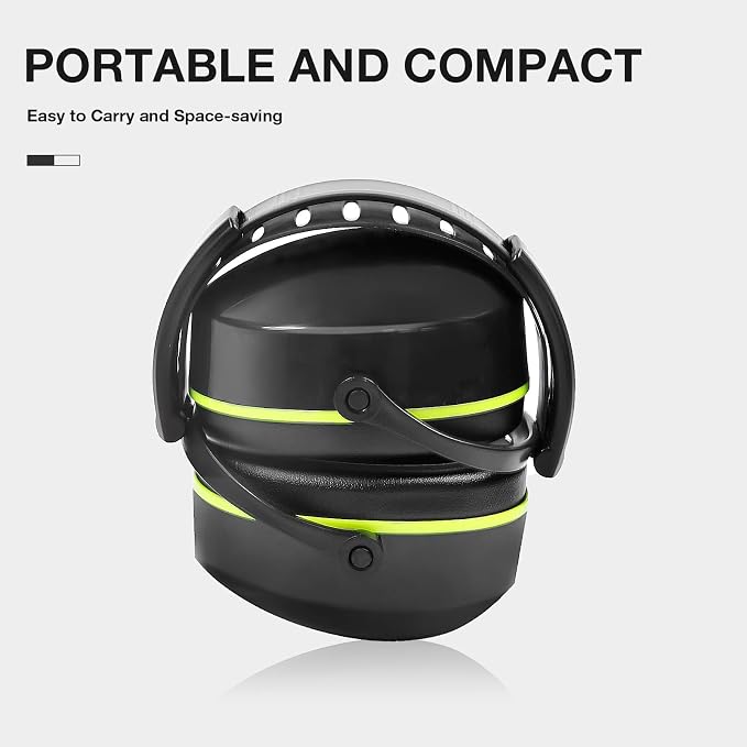 LYSIAN 31dB Hearing Protection Earmuffs, Foldable Adjustable Safety Ear Muffs for Shooting, Construction, Lawn Mowing, Adults