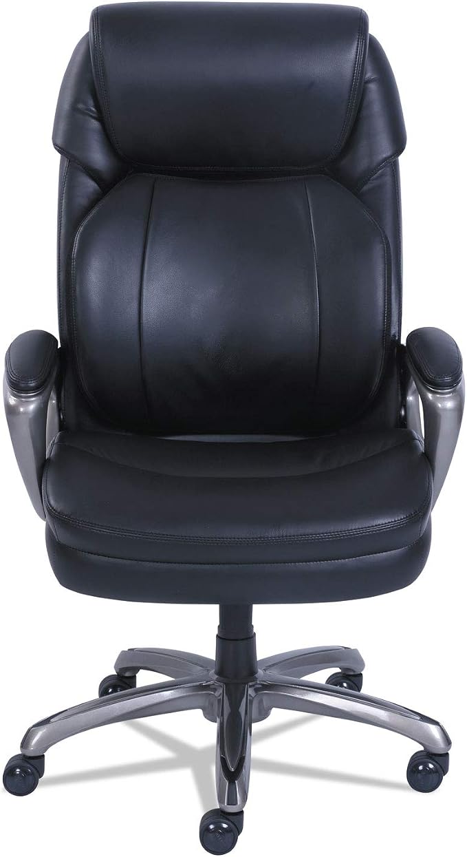 SertaPedic Cosset Big and Tall Executive Chair, Supports Up to 400 Lb, 19" to 22" Seat Height, Black Seat/Back, Slate Base