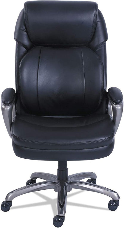 SertaPedic Cosset Big and Tall Executive Chair, Supports Up to 400 Lb, 19" to 22" Seat Height, Black Seat/Back, Slate Base