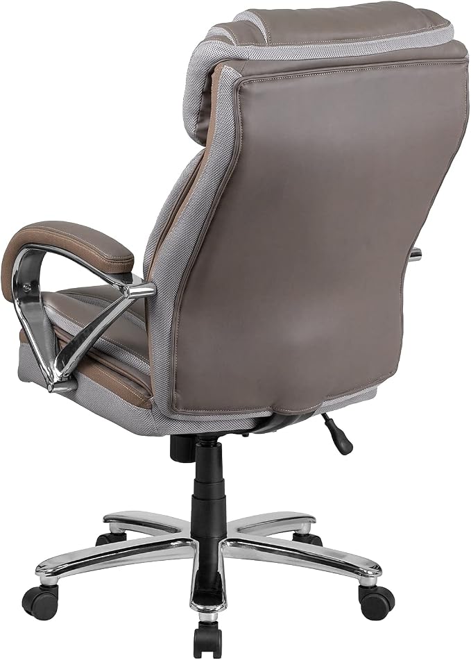 Flash Furniture HERCULES Series Big & Tall 500 lb. Rated Taupe LeatherSoft Executive Swivel Ergonomic Office Chair with Extra Wide Seat
