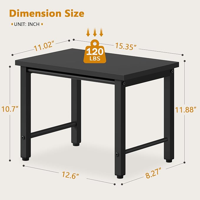Gewudraw Printer Stand-Desktop Shelf Storage Organizer for Printers,Small End Table, Book Shelf and Wooden Desk Shelf for Home Office, Black