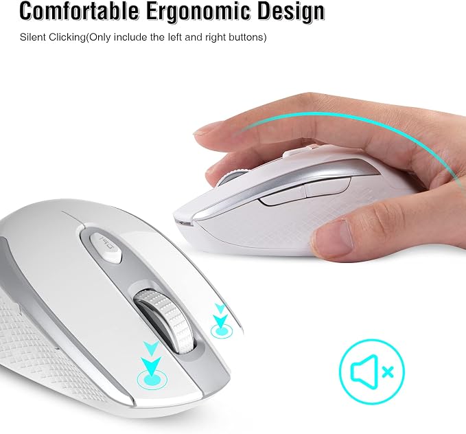 RaceGT Wireless Mouse - 2.4G Silent Cordless for Laptop, Desktop, MacBook, PC - 6 Buttons, 3 Adjustable DPI
