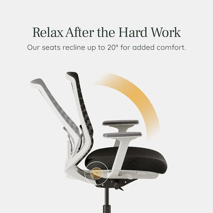 Branch Ergonomic Chair - A Versatile Desk Chair with Adjustable Lumbar Support, Breathable Mesh Backrest, and Smooth Wheels - Experience Optimal Comfort and Support - Sand - White