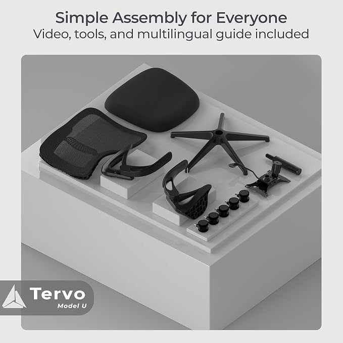 Tervo Model U Folding Office Chair Ergonomic Mesh Computer Chair for Small Room Adults Kids