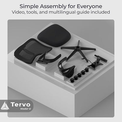 Tervo Model U Folding Office Chair Ergonomic Mesh Computer Chair for Small Room Adults Kids