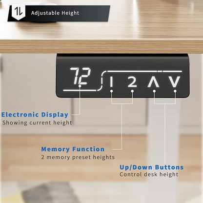 YESHOMY Height Adjustable Electric Standing Desk, 48 inch Computer Table, Home Office Workstation, White Leg/Natural Top