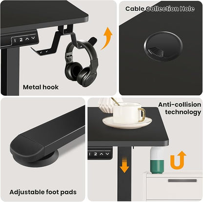 farexon L Shaped Standing Desk Adjustable Height, 63 x 55 Inch Corner Stand up Desk for Home Office with 39x18 in Mouse Pad, Electric Standing Computer Workstation with Headphone Hook,Black