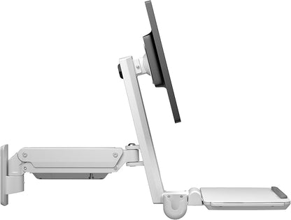 Mount Plus MED02 Medical Wall Mount Workstation with Folding Keyboard Tray | Large Sliding Mouse Pad | Height Adjustment Space Save Folding Design for 17"-35" Screen | Scanner Holder