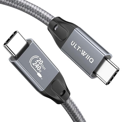 ULT-WIIQ 1FT USB C to USB C 3.2 Gen 2 x 2 Video Cable for Portable Monitor, 4K@144/120/60Hz 8K Display Cable, 20Gbps Data Transfer, PD 3.1 240W Fast Charging, for iPhone 17, MacBook, SSD, CarPlay