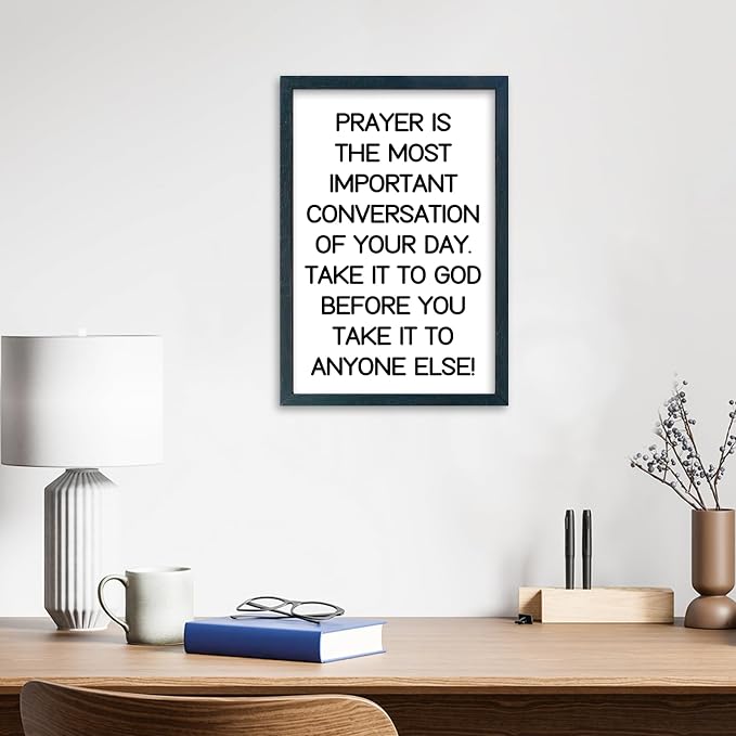 YWJKWLGS Christian Prayer Wall Art, 11x16 Framed, Inspirational Quote for Bedroom