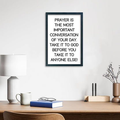 YWJKWLGS Christian Prayer Wall Art, 11x16 Framed, Inspirational Quote for Bedroom
